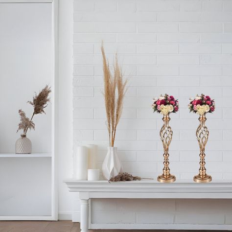 Portavelas Centro Mesa Candelabro Decoración 49cm Jhn-6