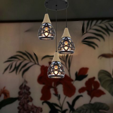 Lampara Colgante Moderna 3 Luces Cuerda Caño Hogar Lau-1