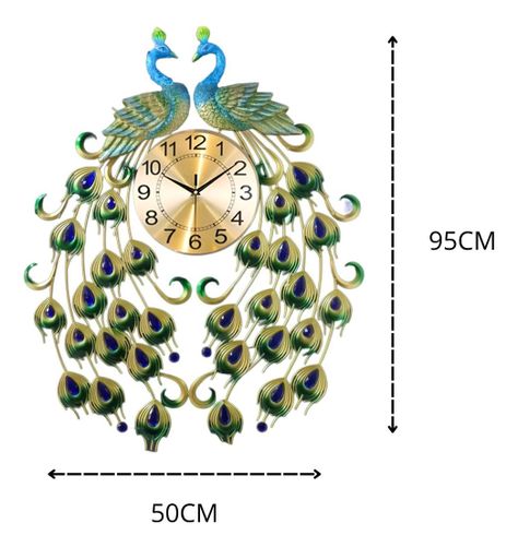 Reloj Analógico Pared Diseño Doble Pavo Real Decorativo Jhn-9