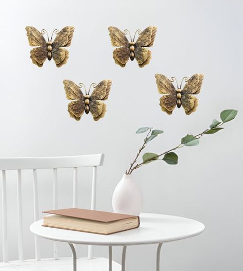 Set Decorativo Pared Mariposa 3D Arte Estatua Bronce Jhn-2