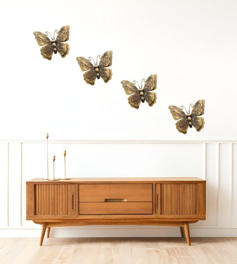Set Decorativo Pared Mariposa 3D Arte Estatua Bronce Jhn-4