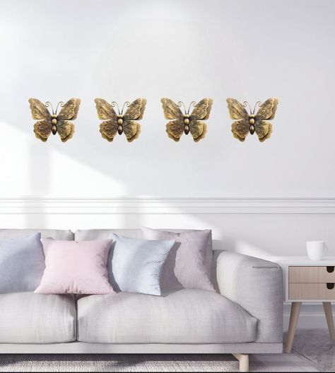 Set Decorativo Pared Mariposa 3D Arte Estatua Bronce Jhn-5