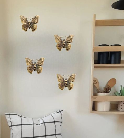 Set Decorativo Pared Mariposa 3D Arte Estatua Bronce Jhn-6