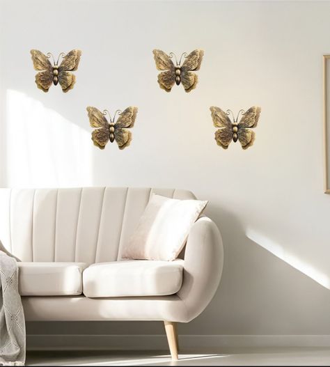 Set Decorativo Pared Mariposa 3D Arte Estatua Bronce Jhn-8
