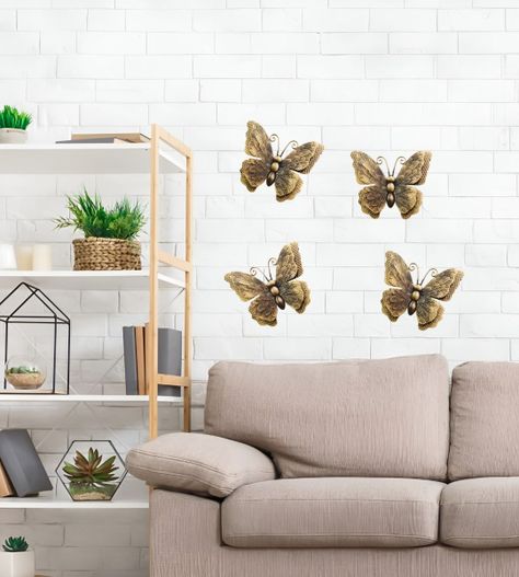 Set Decorativo Pared Mariposa 3D Arte Estatua Bronce Jhn-9