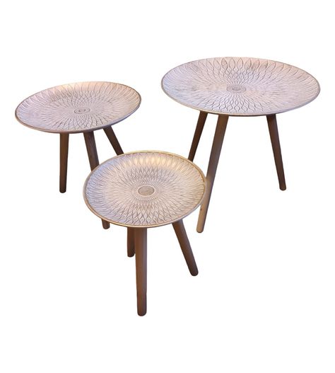 Set 3 Mesas Centro Nórdica Mandala Decorativa Redonda Jhn-0