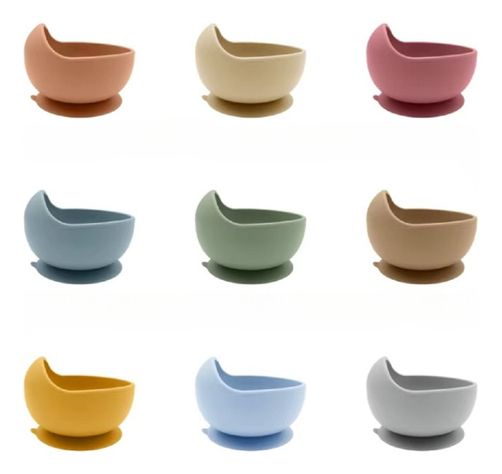 Set 2 Platos Tazon Silicona Antideslizante Comida Bebes Lau-1