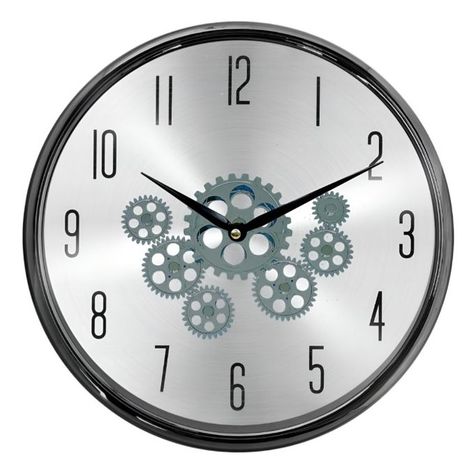 Reloj Pared Mecanismo Giratorio Estilo Industrial Gris Jhn-0