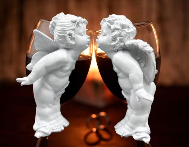 Estatua Pareja de Ángeles Nórdico Duradera Obra Fina Jhn-2
