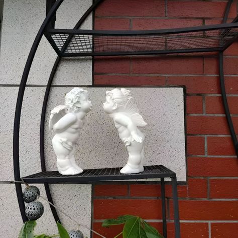 Estatua Pareja de Ángeles Nórdico Duradera Obra Fina Jhn-4