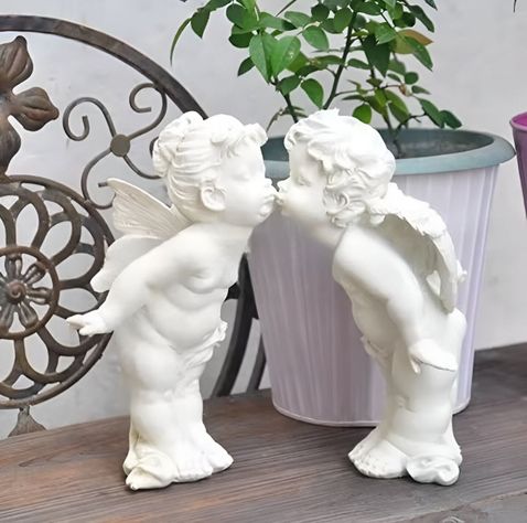 Estatua Pareja de Ángeles Nórdico Duradera Obra Fina Jhn-6