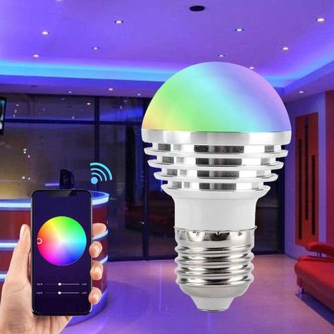 Set 2 Bombilla Led Rgb 16 Colores 10w E27 Control Remoto Lau-1
