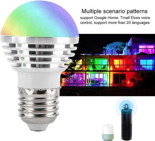 Set 2 Bombilla Led Rgb 16 Colores 10w E27 Control Remoto Lau-2