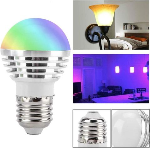 Set 2 Bombilla Led Rgb 16 Colores 10w E27 Control Remoto Lau-4