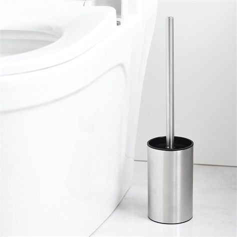 Escobilla Inodoro Redondo Cromado Acero Inoxidable Baño-3