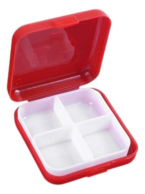 SET 6 PASTILLERO ROJO 4 COMPARTIMIENTOS MEDICAMENTOS LAU-0