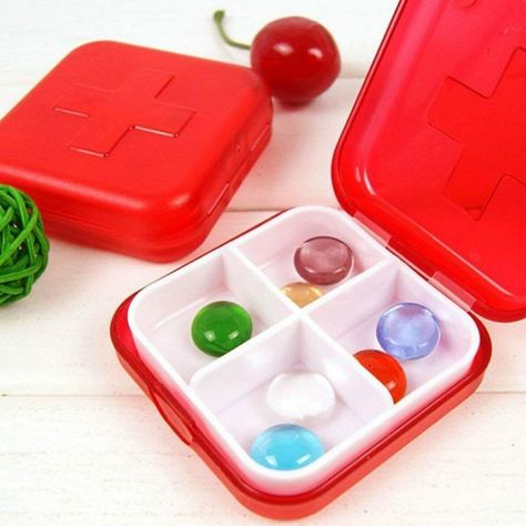 SET 6 PASTILLERO ROJO 4 COMPARTIMIENTOS MEDICAMENTOS LAU-4