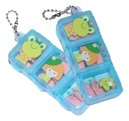 SET 8 PASTILLERO MINI DIBUJOS ANIMADOS 3 COMPARTIMIENTOS LAU-0