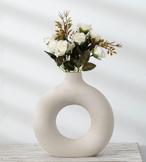 Jarrón Cerámica Blanca Decoración Moderna Florero 19cm Jhn-2