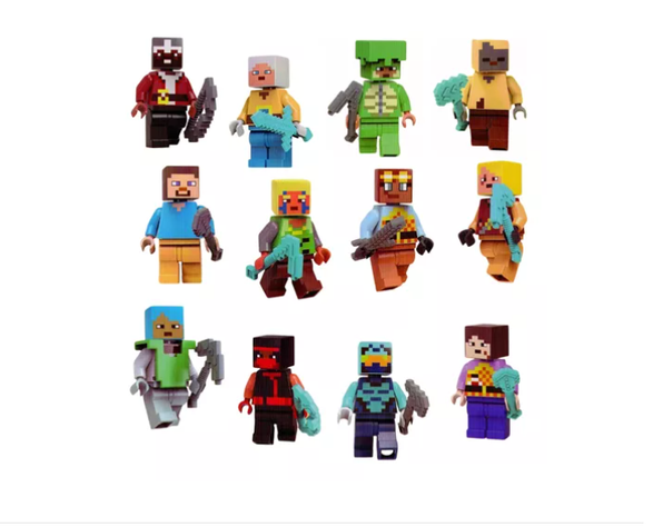 Set Minecraft 12 Figuras Armables Juguetes Accesorios Bloques-0