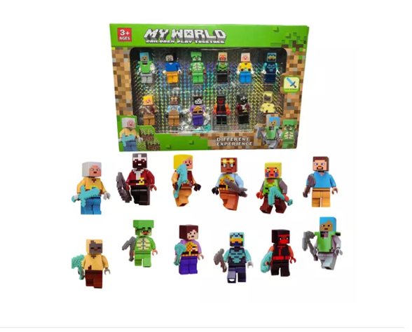 Set Minecraft 12 Figuras Armables Juguetes Accesorios Bloques-1