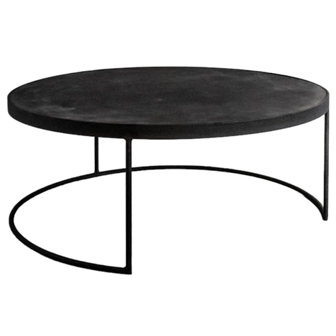 Mesa Centro Circular Black Leather -0