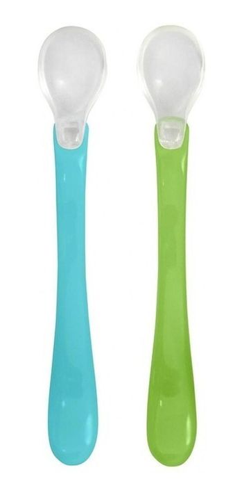 Pack Cucharas Punta De Silicona Green Sprouts Celeste/Verde-0