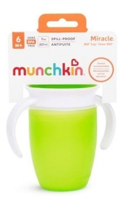 Vaso Antiderrame 360° Con Asas 207 Ml Munchkin verde-2