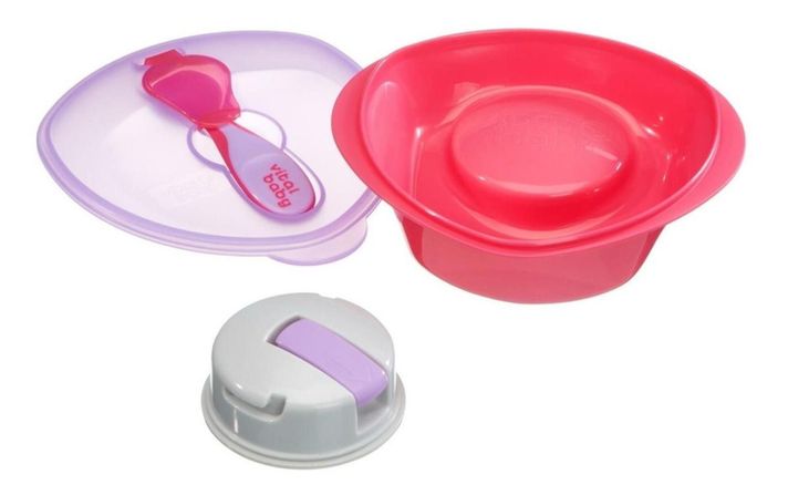 Plato Para Bebe Bowl Con Succión Rosa-2