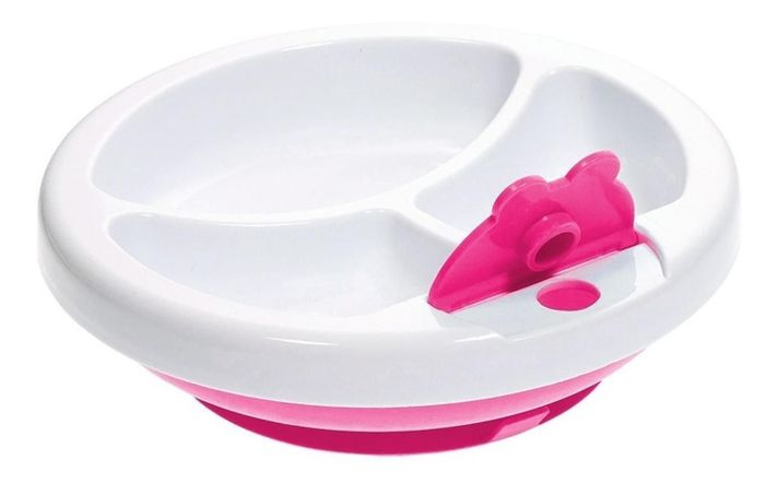 Plato De Bebé Mantiene Temperatura Y Con Compartimiento rosa-2