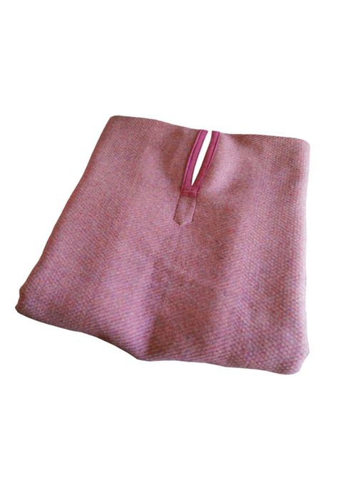 Poncho Artesanal 100% Lana - Largo - Rosa-2