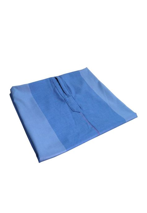 Poncho Listado Unisex 100% Lana - Largo - Celeste-2