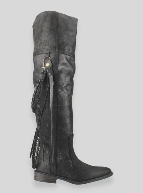 Bota Exs Trenzada Cuero Negra-0