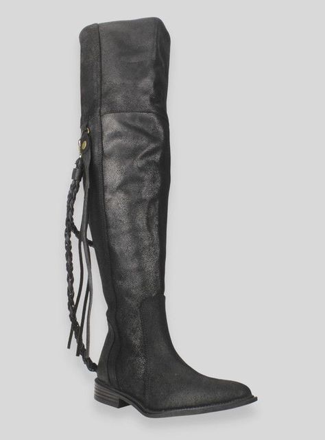Bota Exs Trenzada Cuero Negra-1