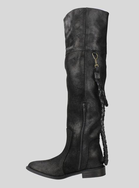 Bota Exs Trenzada Cuero Negra-2