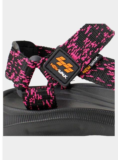 Sandalia New Walk Velcro Rayas Fucsia-3