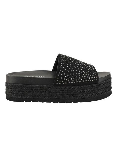 Sandalia New Walk Plataforma Brillos Negra-0