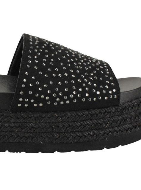 Sandalia New Walk Plataforma Brillos Negra-3
