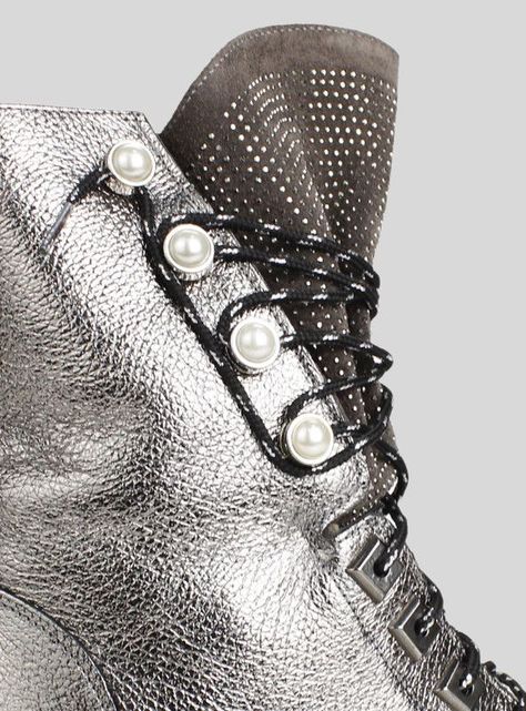 Botín Exs Perlas Cuero Plata-3