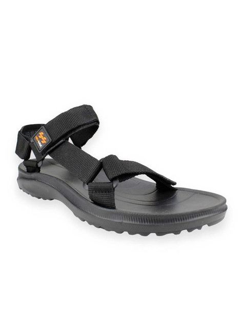 Sandalia New Walk Abierta Velcro Negra-1