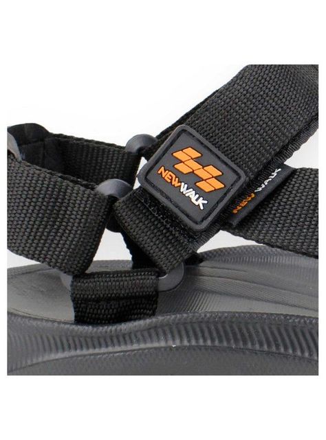 Sandalia New Walk Abierta Velcro Negra-3