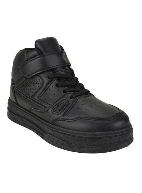 Zapatilla New Walk Escolar Caña Alta Negra-1