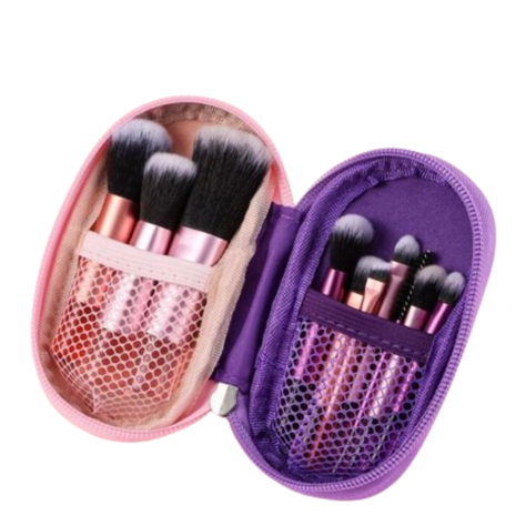 Set De 10 Mini Brochas De Maquillaje Con Estuche-0