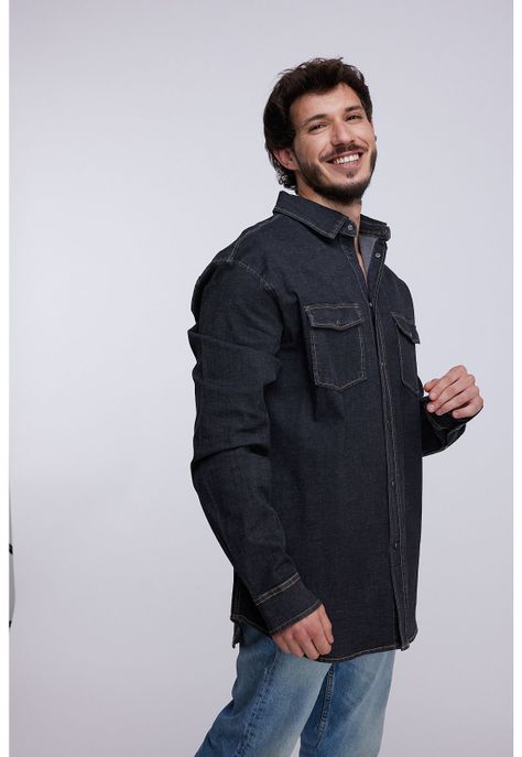 Camisa Hombre Jeans Negro Panama Jack-3