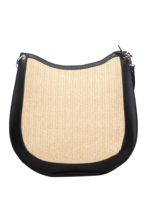 Cartera Hobo Rafia Negro Pollini-2