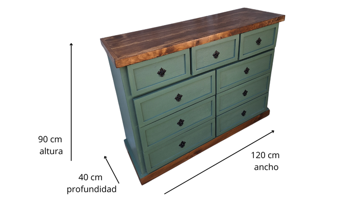 Comoda Rustica Bicolor Verde 120-5