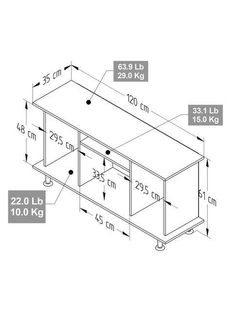 Rack de TV 50 "  Amaretto 61cm x 120cm x 35cm-5