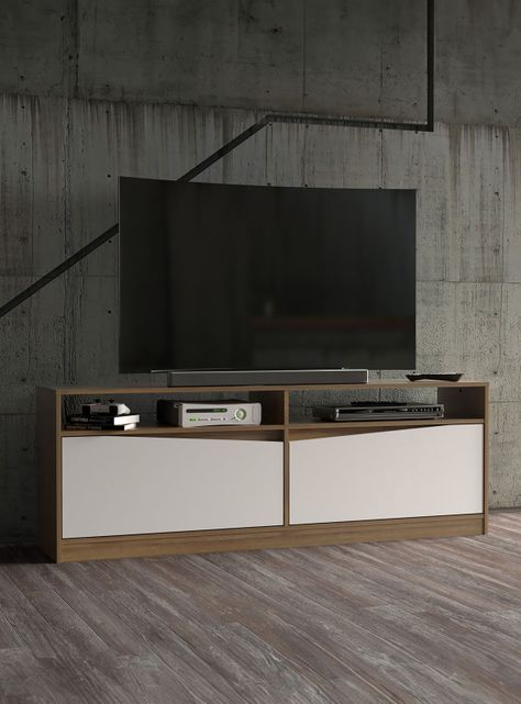 Rack de TV hasta 60"  56,5 x 160 x 36 cm cm Amaretto/Blanco-2