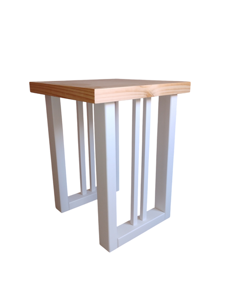 Mesa lateral, modelo Caburgua, bicolor Blanco/Natural.-0