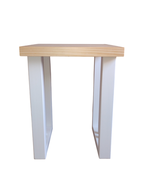 Mesa lateral, modelo Caburgua, bicolor Blanco/Natural.-1